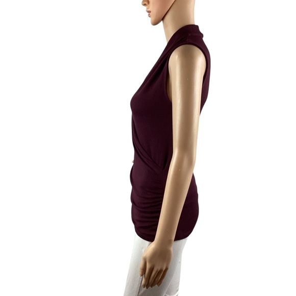 41 Hawthorn Benni Wrap Ruched Top Size XS Petite Burgundy - Picture 4 of 7